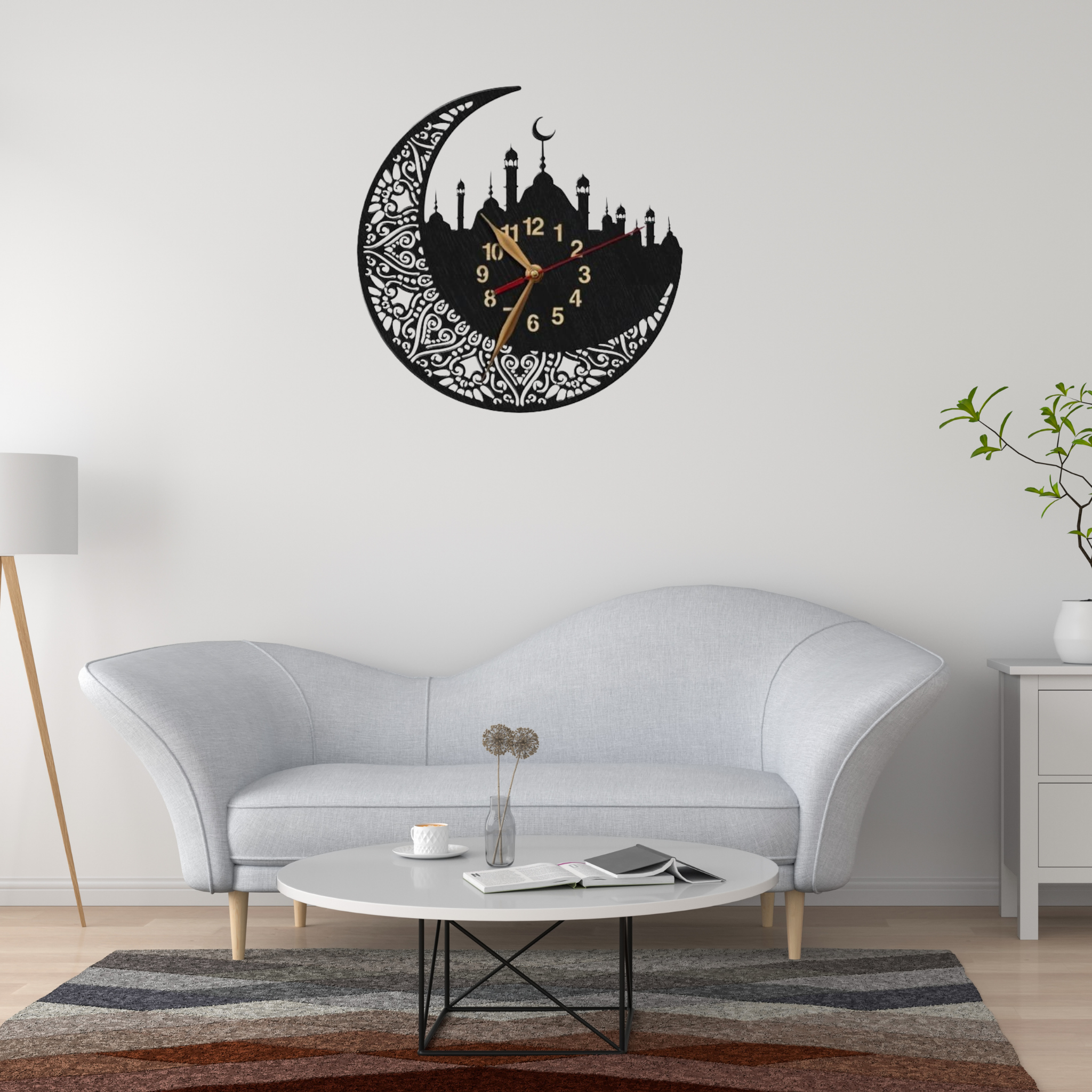 Crescent Mosque Silhouette | Metal Wall Clock